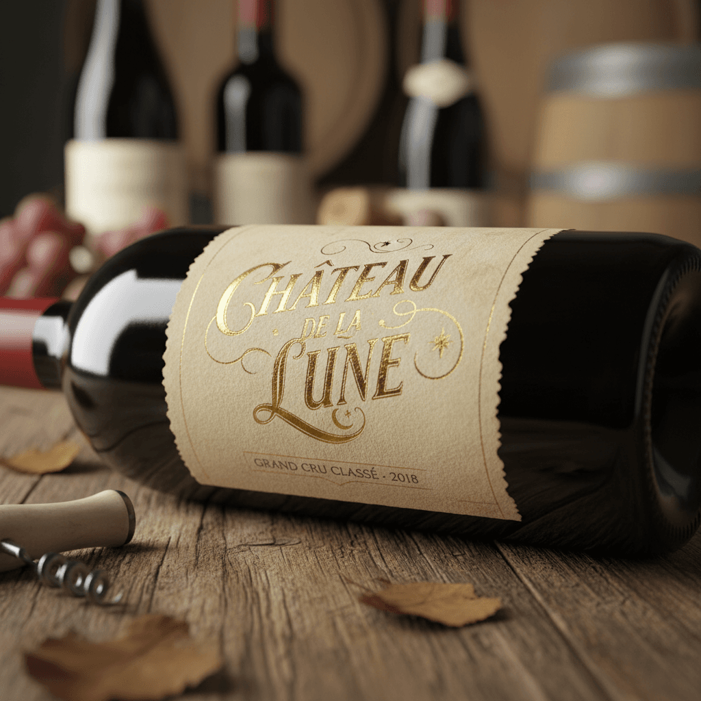 Close-up of wine bottle label