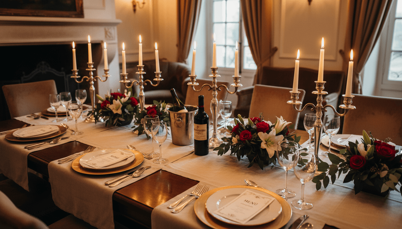 Private members dining table with wine