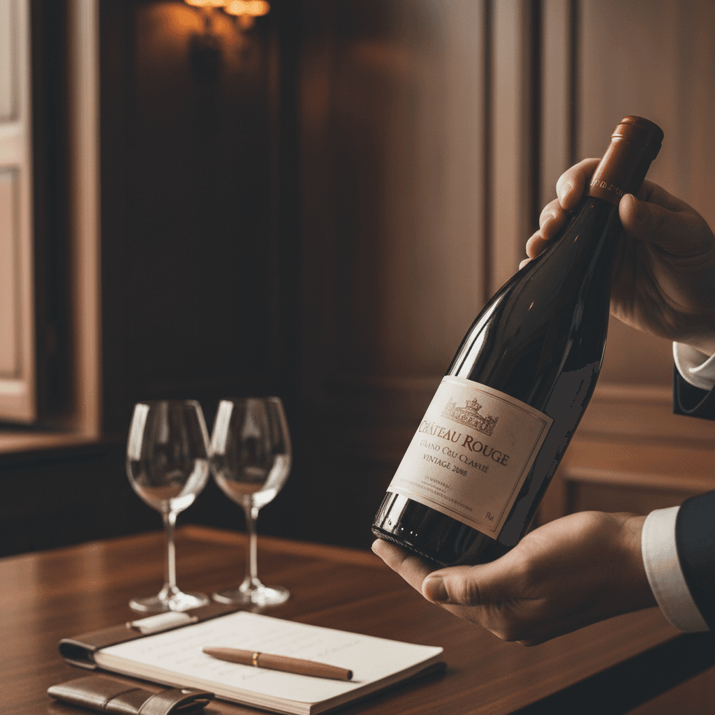 Pouring wine into glass in sophisticated interior